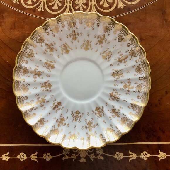 Spode Fleur De Lys Gold Saucers Lot Of 8 - Picture 5 of 8